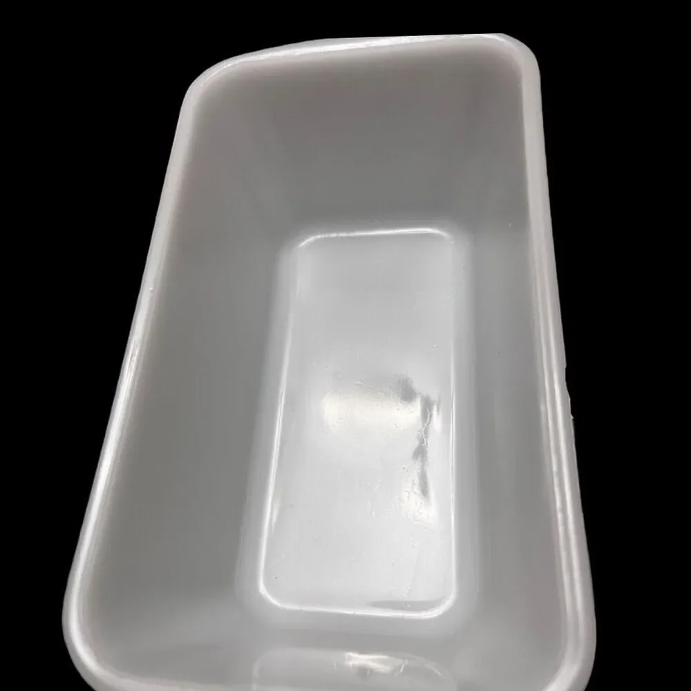 Vintage Westinghouse Loaf Pan Milk Glass Baking Refrigerator Dish Clear Lid 9”
